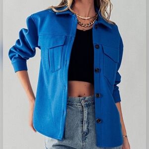 Cozy Drop Shoulder Felted Shacket with Front Pockets